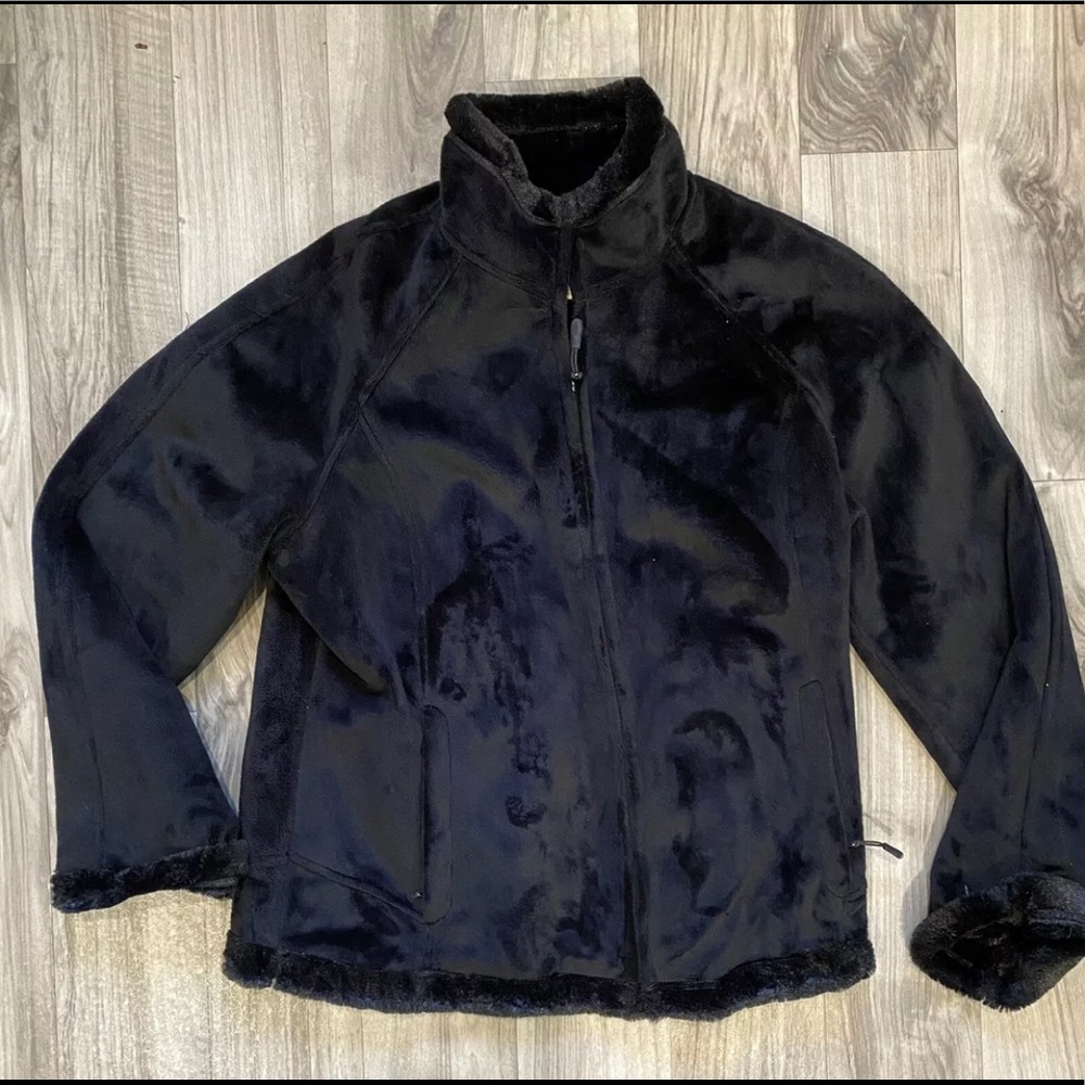Green Tea XL Jet‎ Black Super Plush & Soft Zip Front Jacket IMMACULATE!